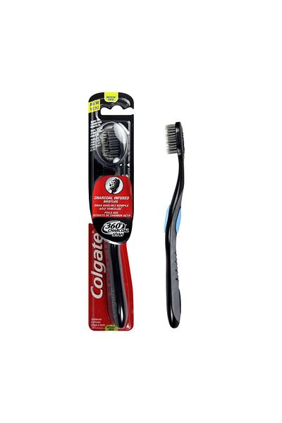 Colgate 360 Charcoal Black Medium Toothbrush Assorted Colour 1 pc
