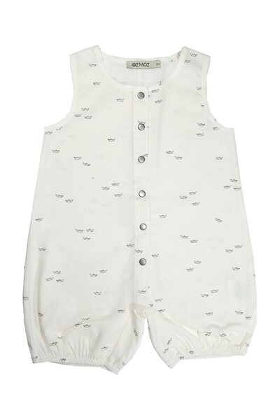 Ozmoz By Mukadder Özden Organic Cotton Linen Sleeveless Summer Baby Boy Shorts Jumpsuit