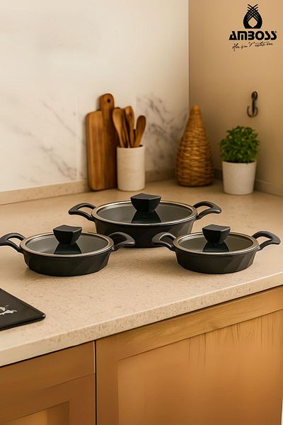 Amboss Vento 6 Piece Fireproof Non-Stick Titanium Coated Pan Set 18-20-22 cm