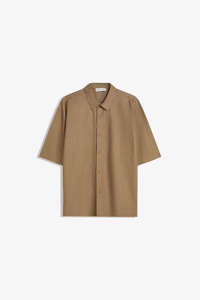 Bershka Short sleeve linen blend shirt