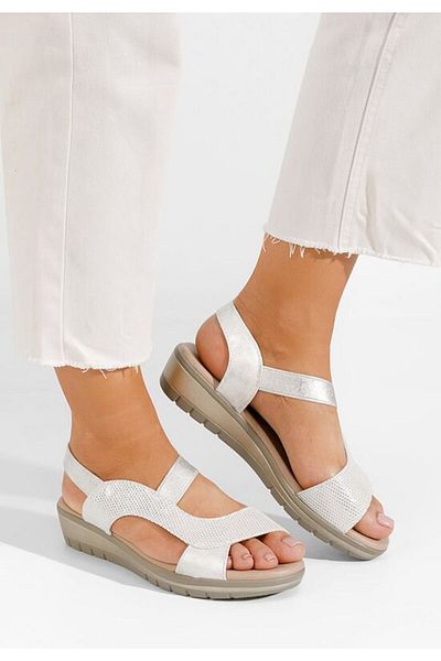 B T Shoes Sandale cu talpa groasa Neala argintii