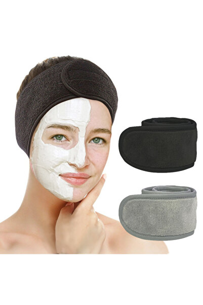 Wownect 2 Pack Facial Spa Headband, Ultra Soft Microfiber Adjustable Face Wash Headband