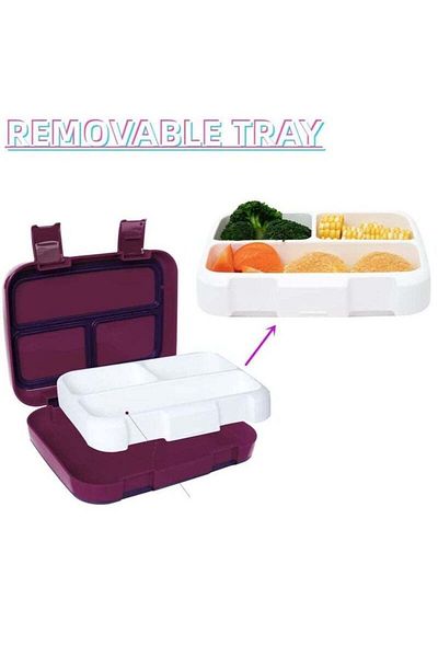 COOYA 3-Compartment Kids Bento Lunch Box, BPA Free, Fun Space Design for School & Travel (Purple)