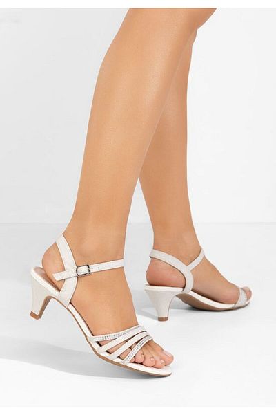 B T Shoes Dennisa white low heel sandals