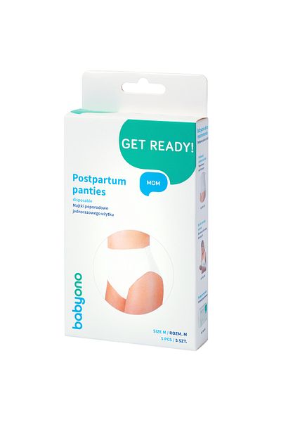Babyono Set 5 chiloti postnatali de unica folosinta 500 M, Alb