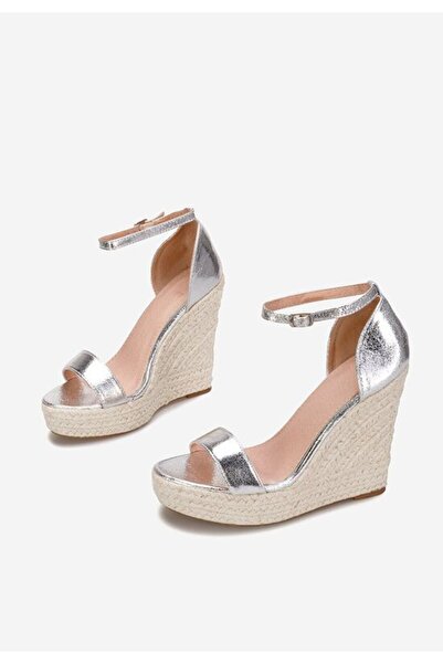 B T Shoes Dajana silver espadrille platform sandals