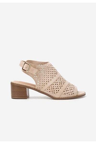 B T Shoes Sandale cu toc mic Skarlet bej