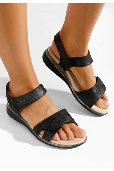 B T Shoes Sandale cu talpa ortopedica Sorevia negre