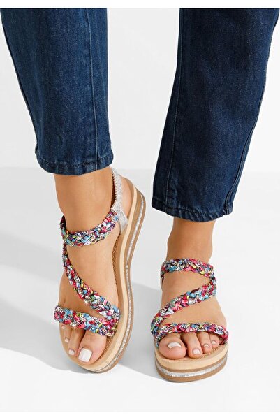 B T Shoes Sandale cu talpa groasa Moniela argintii V2