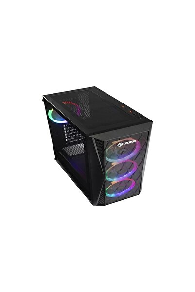 zoko MELODY 4x12cm Auto Rainbow Fanlı Temper Cam Mesh Panel 600w Gaming Bilgisayar Kasası