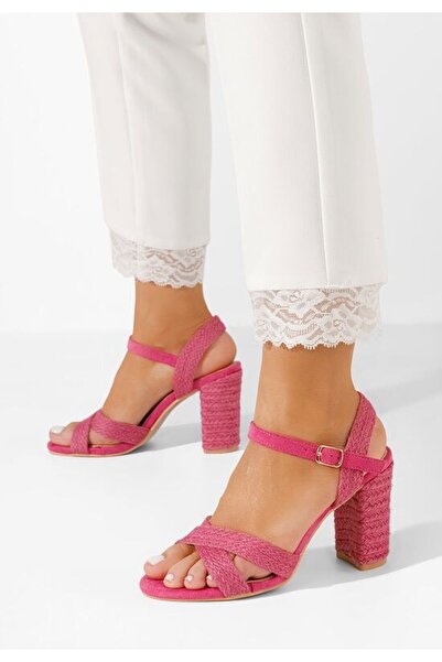 B T Shoes Sandale cu toc gros Jasmine fucsia