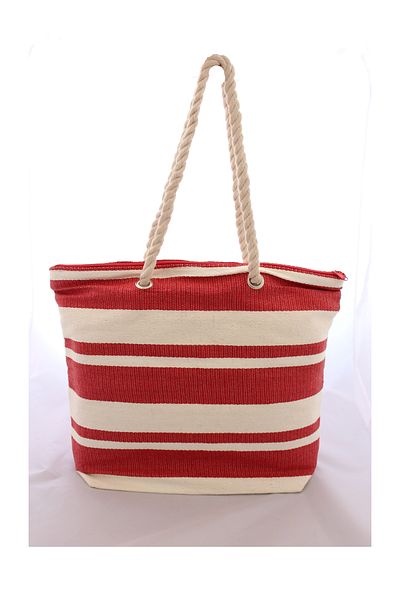 vivo Beach bag, striped, red/white, 42 x 36 cm, BB818-RED