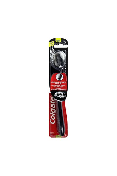 Colgate 360 Charcoal Black Medium Toothbrush Assorted Colour 1 pc