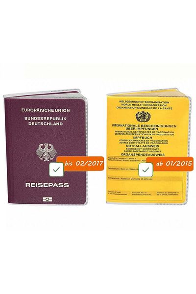 parti passport/passport cover set, 3 pieces, plastic, transparent, 200 x 138 mm
