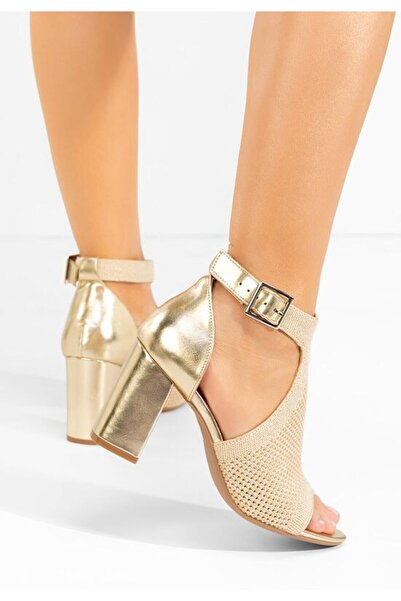 B T Shoes Sandale cu toc gros Elyzea aurii