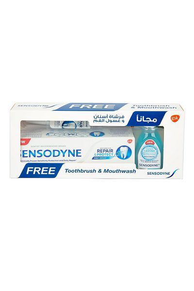 Sensodyne Toothpaste 75 ml + Toothbrush + Mouthwash