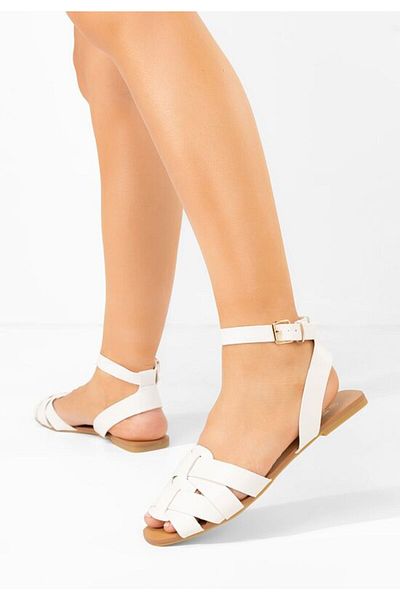 B T Shoes Carysa white flat sandals