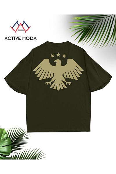 ACTIVE MODA -Men's Cotton Printed Eagle Tshirt Oversize Big Size
