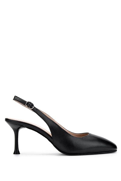 Tamer Tanca Women's Genuine Leather Black Leather Heeled Shoes
