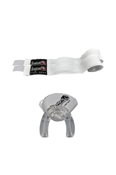 Dragondo Elastic Boxing Bandage White and Professional Transparent Mouthguard Set Kick Boxing Set