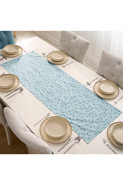 kesenegore Runner dreptunghiular albastru cu model de zăpadă decorativ din bumbac cu design special 50X150