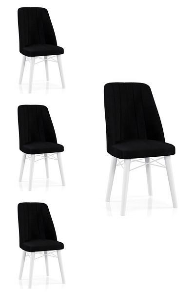 Desire Babyface Berlin Chair Set, 4 pcs Package, dining, kitchen, wooden legs White
