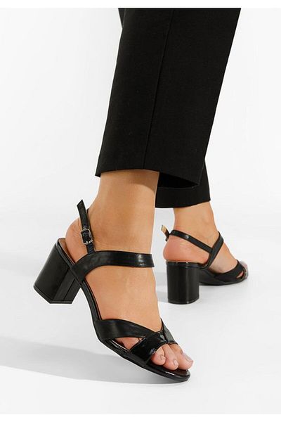B T Shoes Sandale cu toc gros Marjana negre