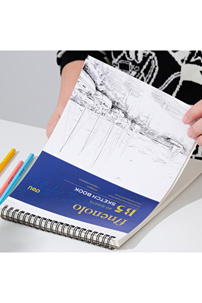 Deli EN025 Sketch Book B5 100g 40 Sheets White – Ideal for Artists, Designers, and Students