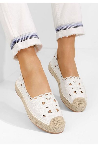 B T Shoes Carley women's white espadrilles
