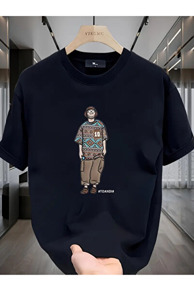 AEMİ Unisex Μπλουζάκι Oversize Με Εκτύπωση Κοντό Μανίκι