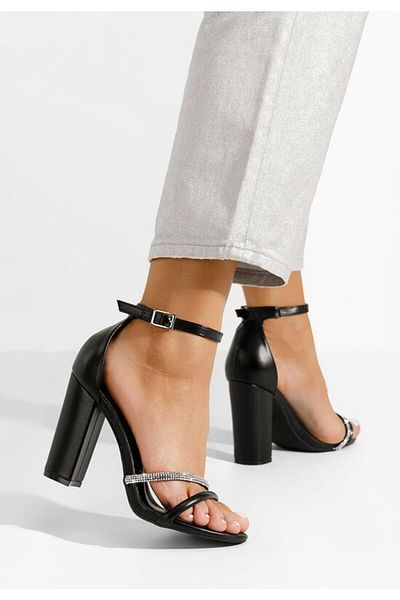 B T Shoes Sandale cu toc gros Leriva negre