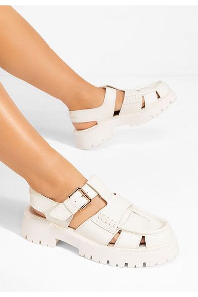 B T Shoes White Sadye thick-soled sandals