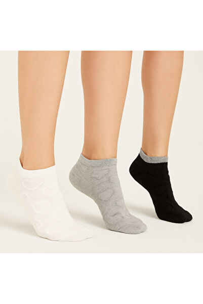 BB مجموعة جوارب بوكيه نسائية مكونة من 3 قطع من جوارب الكاحل اللامعة مع تفاصيل...