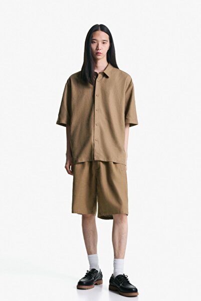 Bershka Keten karışımlı loose fit jogger bermuda