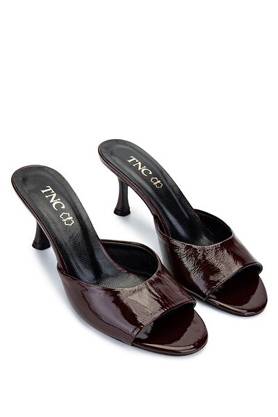 Tamer Tanca Women's Genuine Leather Cherry Heeled Slippers