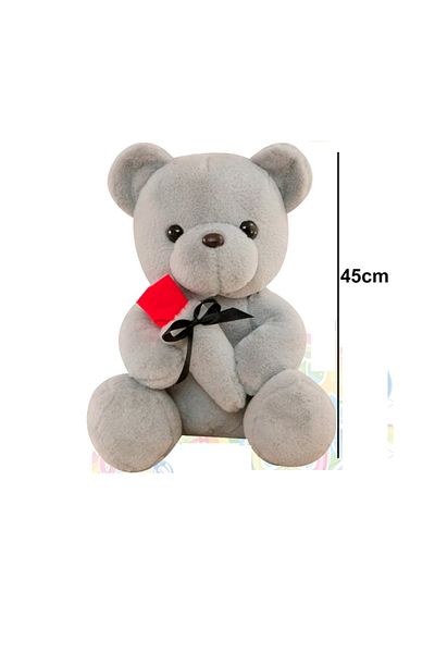 rexa Gray Teddy Bear with Red Rose - 45cm