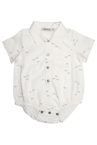 Ozmoz By Mukadder Özden Organic Cotton Linen Short Sleeve Summer Baby Boy Romper