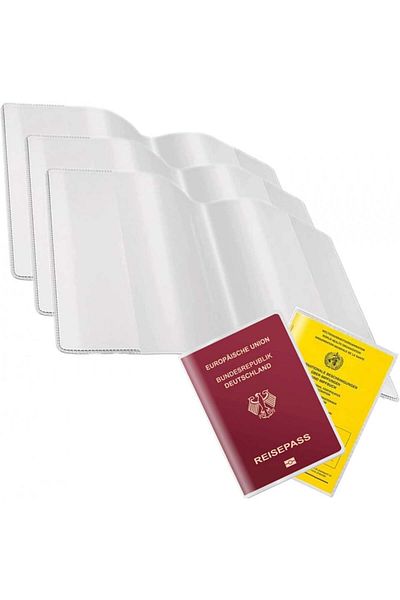 parti passport/passport cover set, 3 pieces, plastic, transparent, 200 x 138 mm