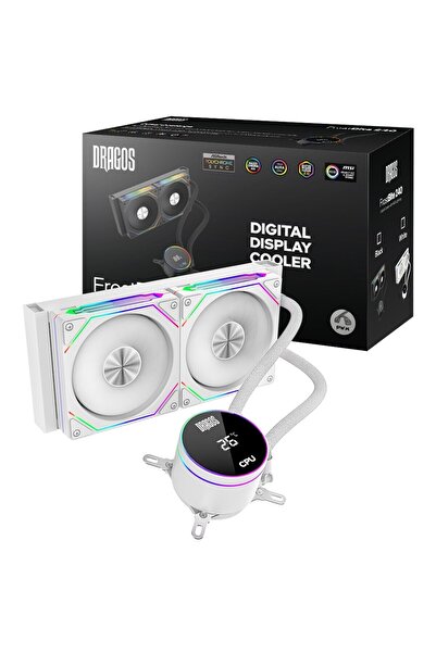DRAGOS FrostBite 240 Intel-AMD 240MM Isı Göstergeli ARGB Beyaz Sıvı Soğutucu