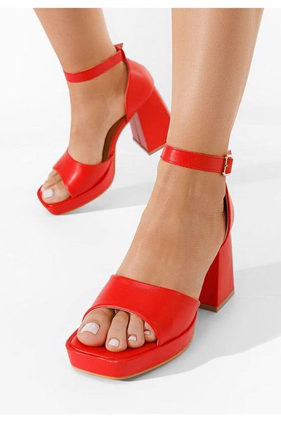 B T Shoes Alexaria V2 red chunky heel sandals