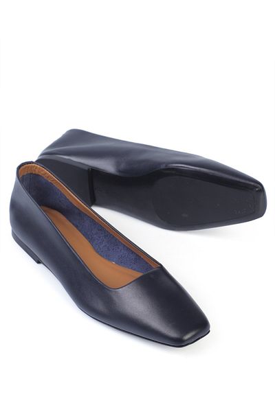 KARVENSHOES Genuine Dark Blue Leather Ballet 24880