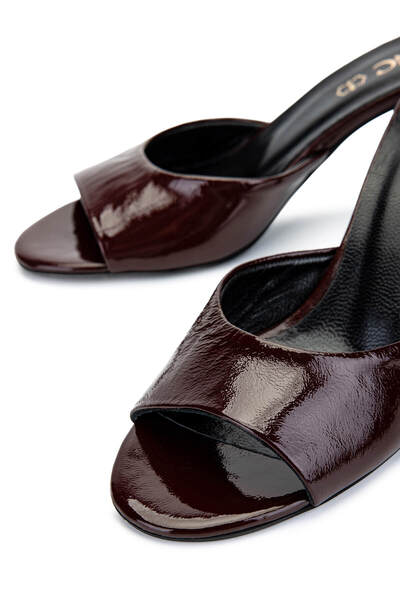 Tamer Tanca Women's Genuine Leather Cherry Heeled Slippers