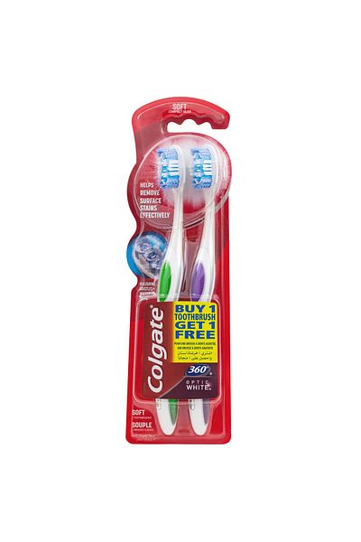 Colgate Optic White Soft Toothbrush Assorted Colour 2 pcs