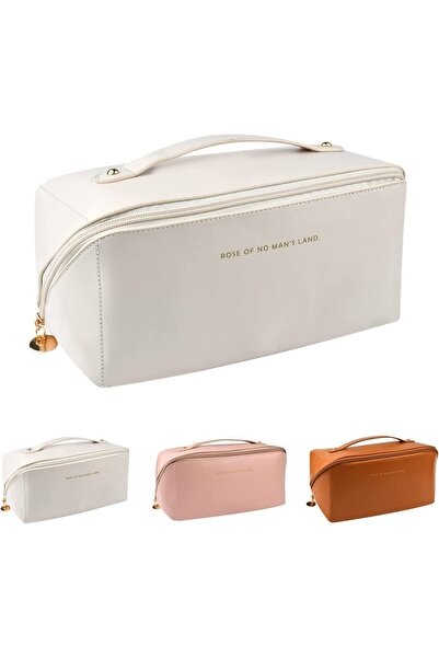 O Ozone حقيبة مستحضرات تجميل للسفر بسعة كبيرة، حقائب أدوات الزينة من جلد البو...