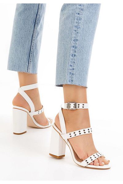 B T Shoes Sandale cu toc inalt Armunia albe