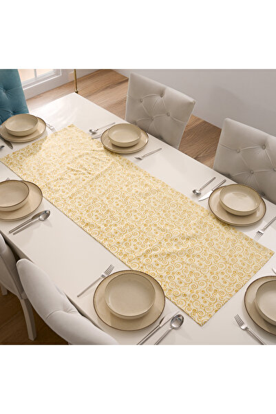 kesenegore Runner decorativ din bumbac galben cu design special, dreptunghiul...