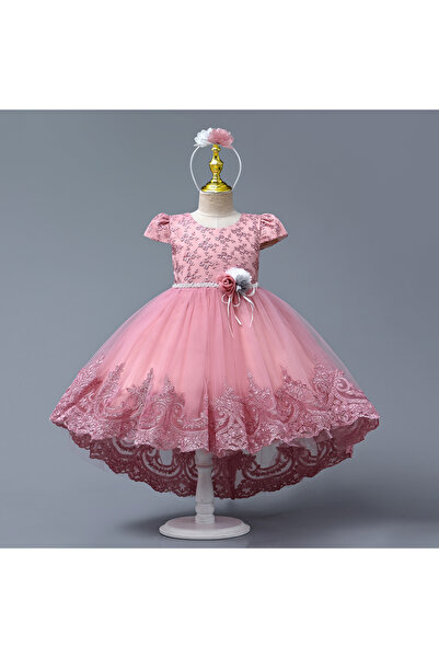 ddaniela فستان حفلات ديليا فلاور من دانييلا - وردي غامق مع رباط رأس