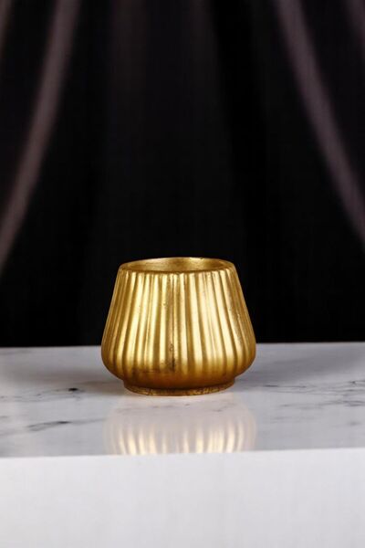 Evene Mumluk Şamdan Ince Mum Uyumlu Altın Eskitme Renk Model 54