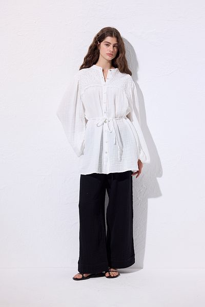 Manuka Muslin Tie Trousers Black