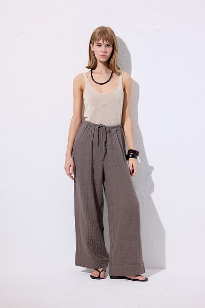 Manuka Muslin Tie Trousers Gray